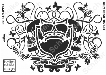 Schablone-Stencil A3 444-5019 Skull Wappen